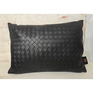 Frye Pillow Sleek Modern Faux Leather Weave Pattern 17" X 12"